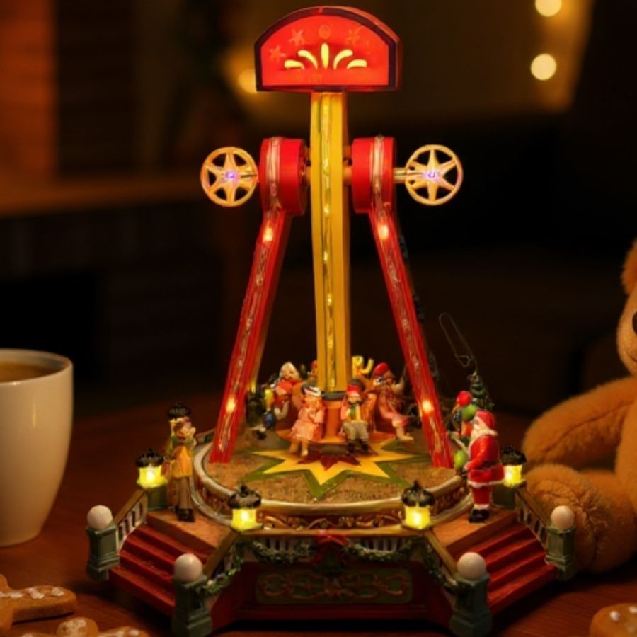 Cenário De Natal - Brinquedo de Parque de Diversão com Som , Luz e Movimento - 26,5x24x28cm - 1 unidade - Rizzo