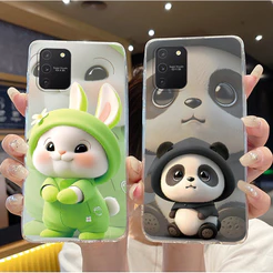 Capa De Telefone Para Samsung Galaxy S10 Lite Silicone Macio TPU Anti-Queda Ins Estilo Bonito Impresso Padrão Panda Coel