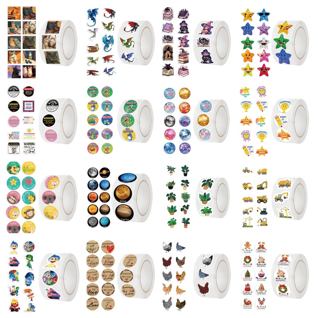Coleção De Adesivos Em Rolo Por Atacado-100 Estilos , 500 Peças/, Venda Quente Transfronteiriça , Pronta Estoque