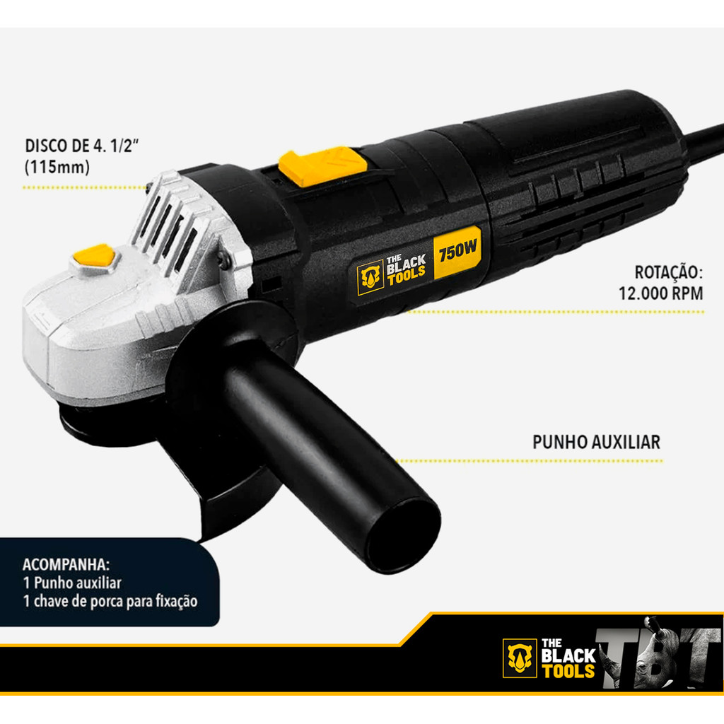 Esmerilhadeira Lixadeira Angular 4.1/2 750w + Furadeira Impacto Elétrica Profissional em Oferta na Shopee