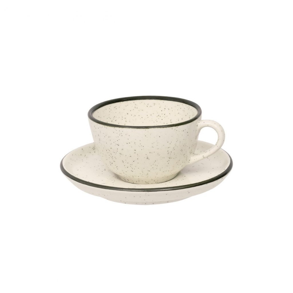 1 Xícara de Chá com Pires 200ml Flat Duna Cerâmica Oxford Elegante para Chá Café E Mesa Posta