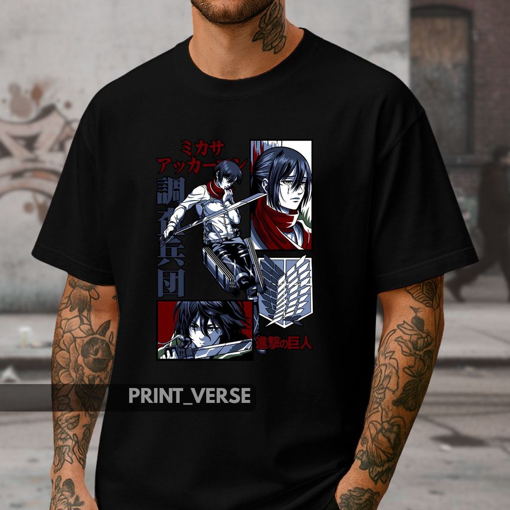 Camiseta Unissex Attack On Titan Personagem Mikasa Ackerman Clã Anime Mangá Levi Eren