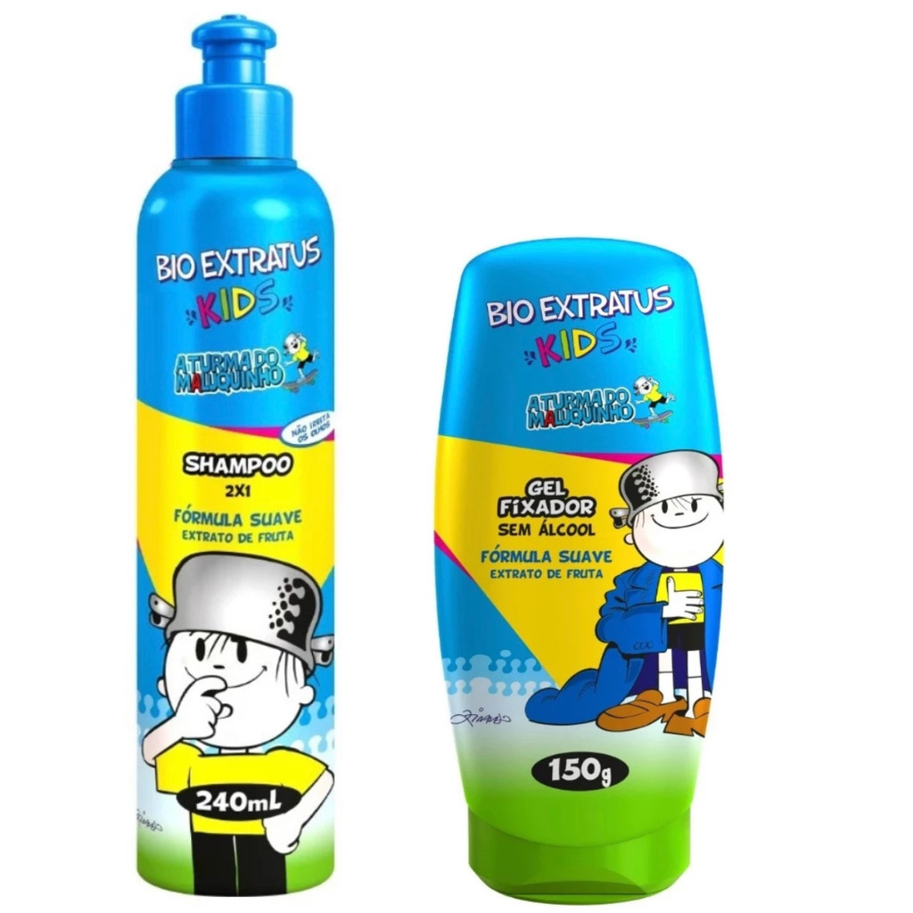 Validade próx. - Bio Extratus Kids A Turma do Maluquinho Shampoo 2x1 240ml e Gel Capilar 150g