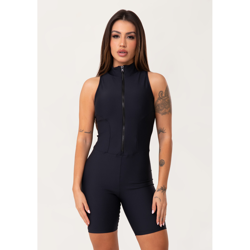 MACAQUINHO BERMUDA FITNESS FEMININO COM ZÍPER E RECORTES AURA DLK em Oferta na Shopee