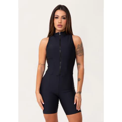 MACAQUINHO BERMUDA FITNESS FEMININO COM ZÍPER E RECORTES AURA DLK