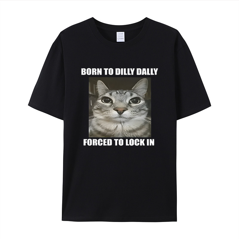 Camiseta Unissex Dilly Dally Gato Estampado Felino Fofo Algodão Estampada Confortável Divertida Descontraída Moda Verão