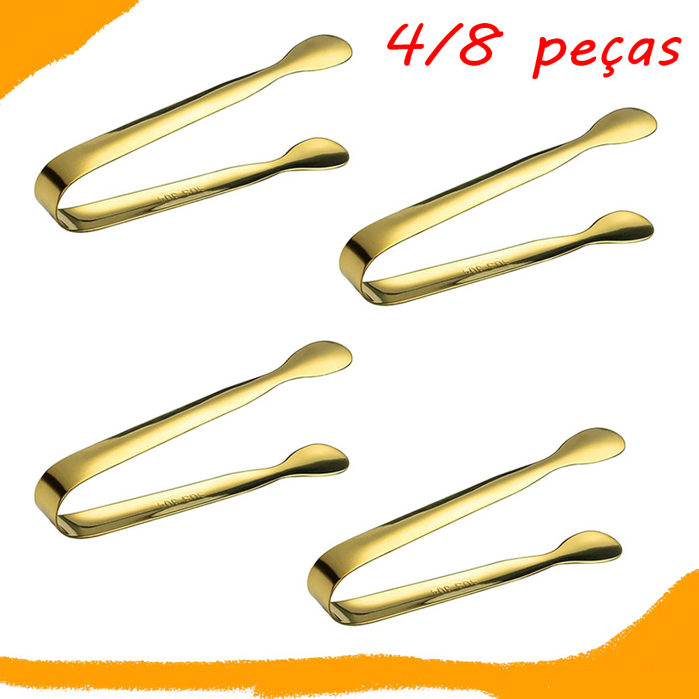 4/8 peças pinças douradas de aço inoxidável para buffet, utensílios de buffet, 11 cm, grampos resistentes e duráveis em Oferta na Shopee