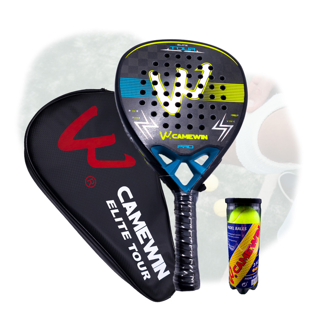 Raquete Padel Profissional + 3 Bolas de Padel Fibra de Carbono 18k Formato Diamante 365g · Raquete de Padel Núcleo EVA