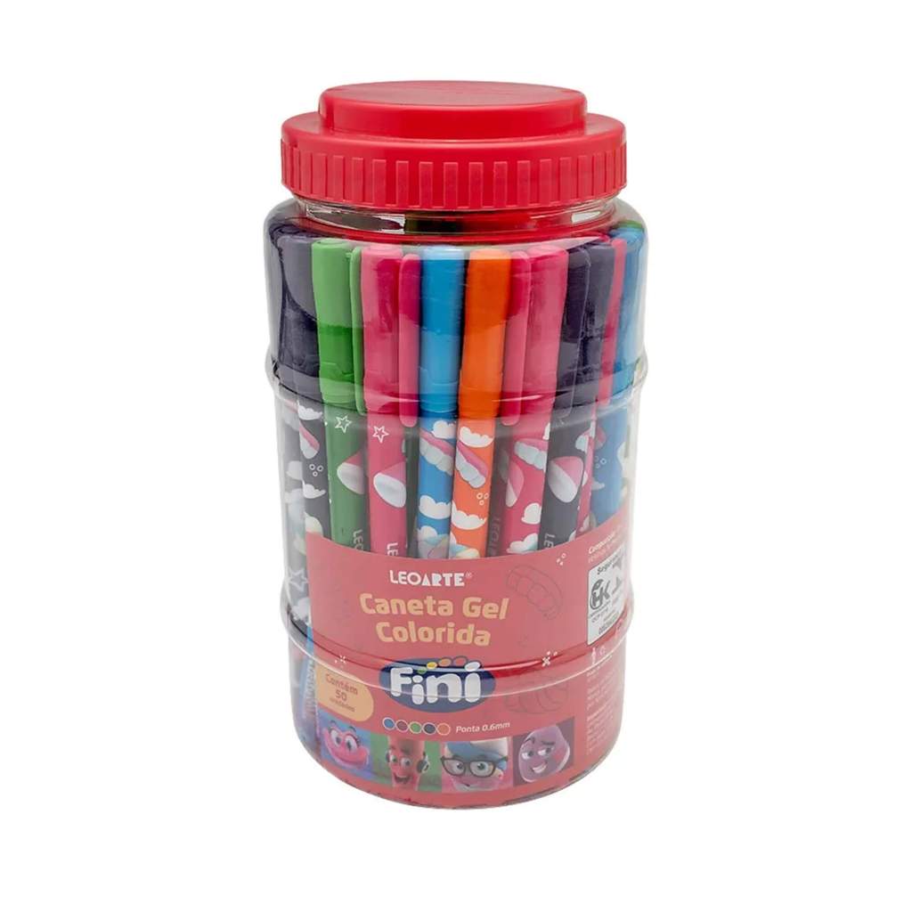 Canetas Coloridas em Gel 0.6 Fini - Pote com 50 unidades Leo&Leo Leonora - 10362 em Oferta na Shopee
