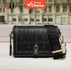 Bolsa tiracolo feminina CH, bolsa de mão com design de monograma e cadeado de luxo, inspirada em bolsas de grife, ideal