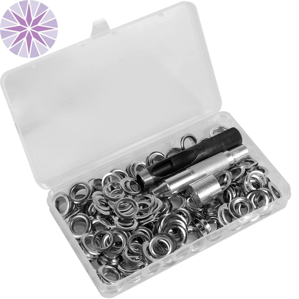 120 Pçs Kit De Ferramentas Ilhó 1/2 Polegada Metal Grommet Conjunto Com Ferramenta Instalação E Caso Armazenamento SHOPC