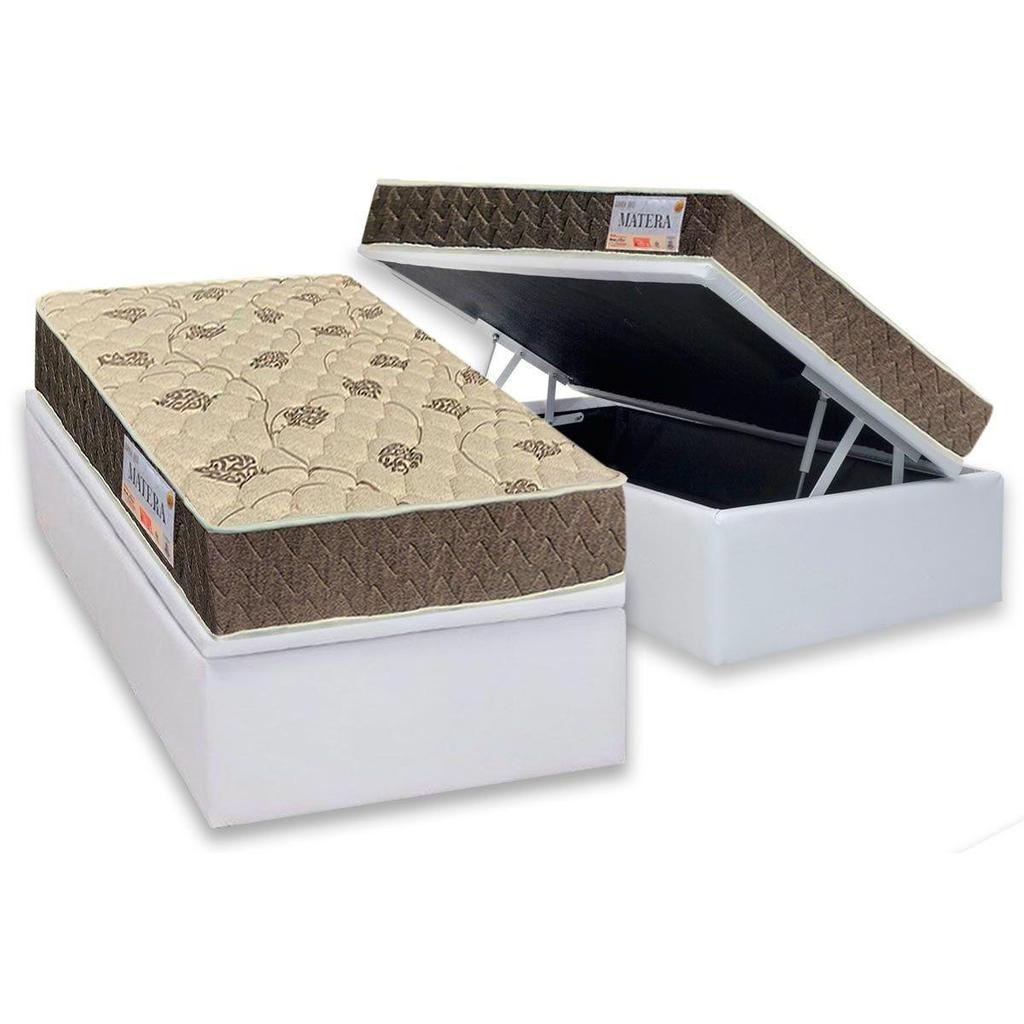 Cama Box Baú Solteiro: Colchão Anatômico Orthoflex D33 / Matera + Base CRC Courano White(88x188)