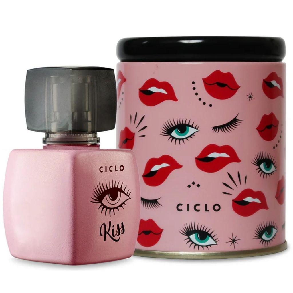 Perfume Deo Colônia Kiss Com Lata Decorativa 50ml Feminino Ciclo Cosmeticos