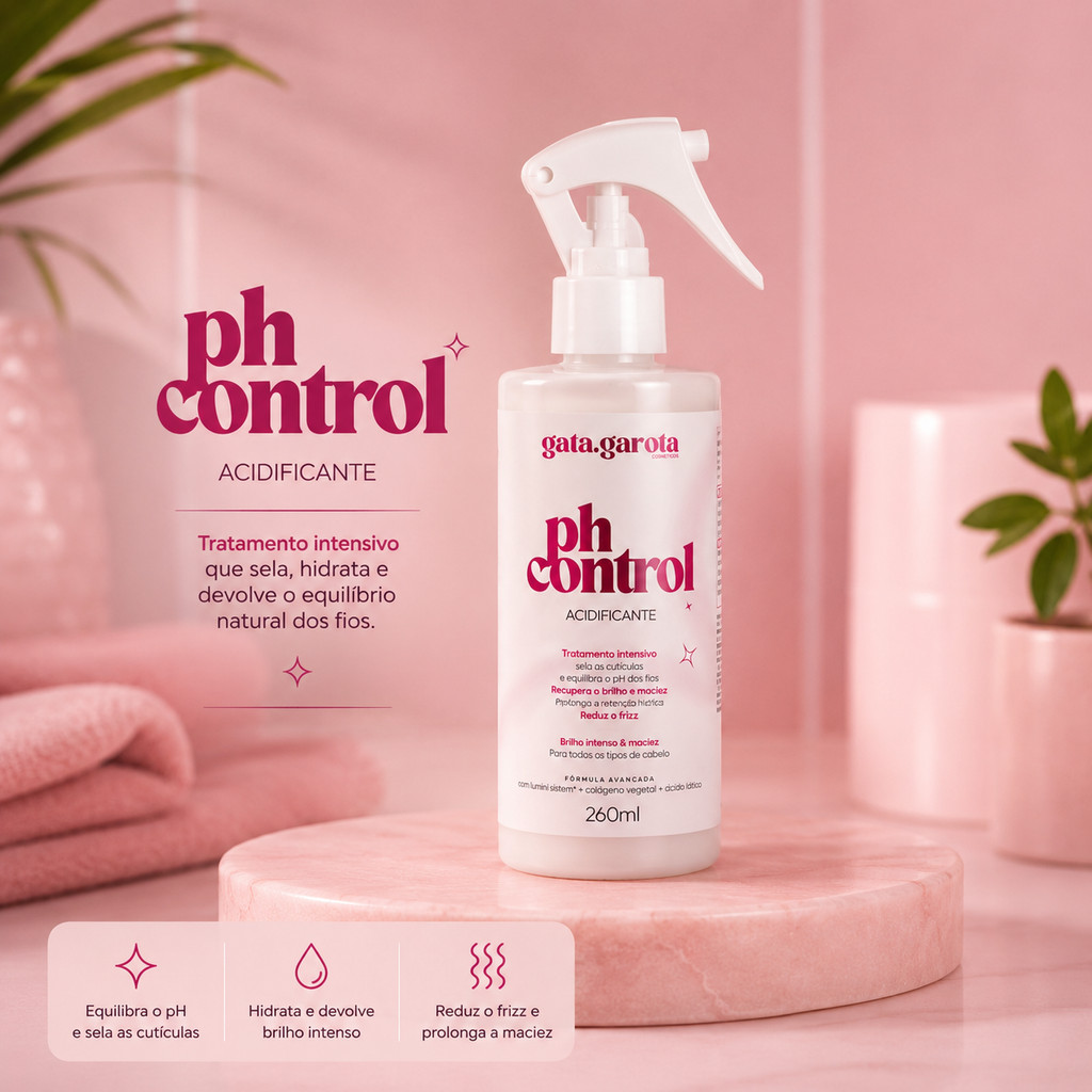 Acidificante PH Control Antifrizz Sela Cutículas Hidratação Tratamento Capilar Gata Garota