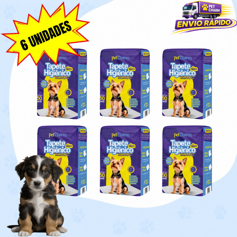 Kit 6 Pacotes Tapete Higiênico Para Cães com 300 Unidades 60x50cm Grande
