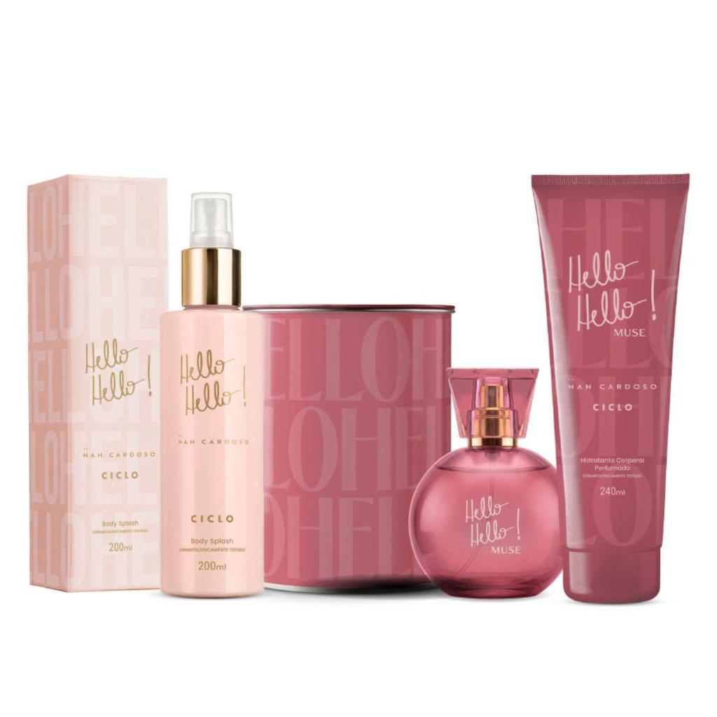 Combo Kit Body Splash Hello Hello + Deo Colônia Muse 100ml + Hidratante Muse