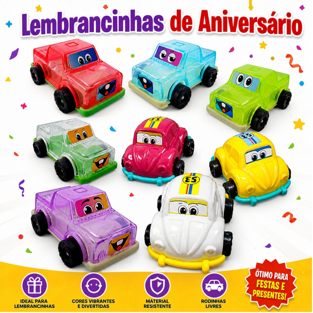 Kit 20 Carrinhos Infantil Lembrancinha Festa aniversario Brinquedo Fusca Caminhonete barato Top