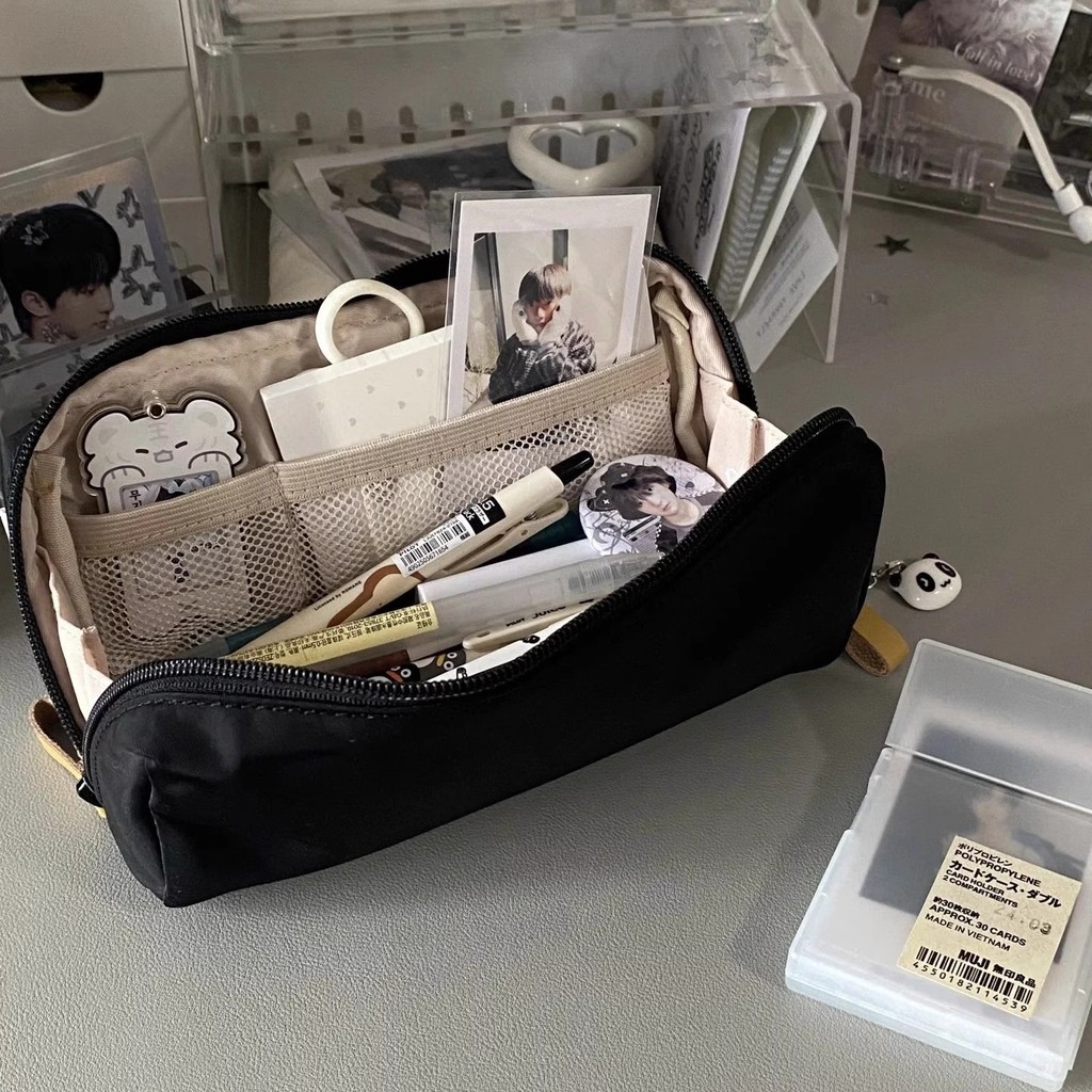 Novo estilo de estojo escuro para lápis, bolsa de armazenamento de papelaria, grande capacidade, alto valor, papelaria,