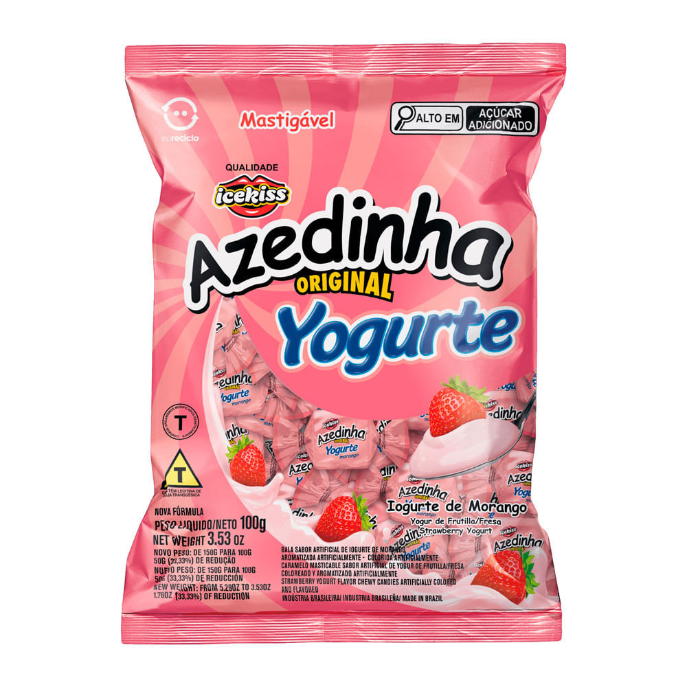 Imagem Balas Azedinha Yogurte de Morango Mastigáveis 100g