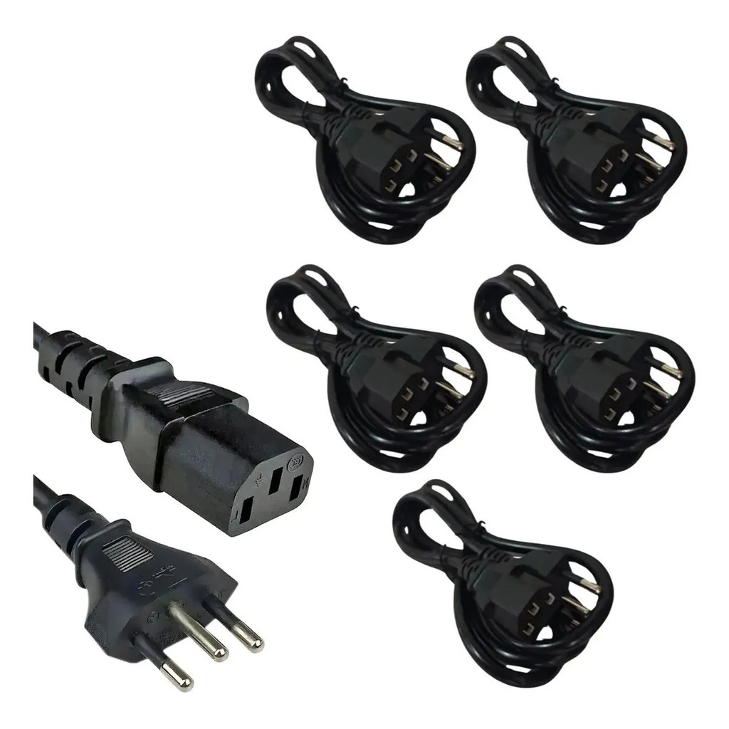 Kit 5 Cabos Iec C13 10a Para Fonte Cpu E Workstation