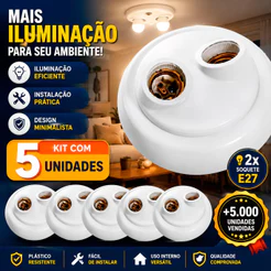 Kit 5 Plafons Luminárias De Teto Duplo E27 OPL Casas Apartamentos E Escritórios