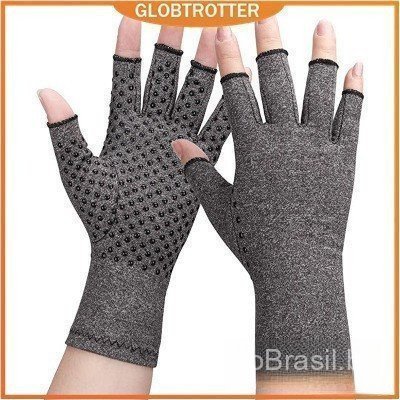 Globetrotter mão pulso artrite dores alívio compressão quente ciclismo luvas para esportes ao ar livre cinza