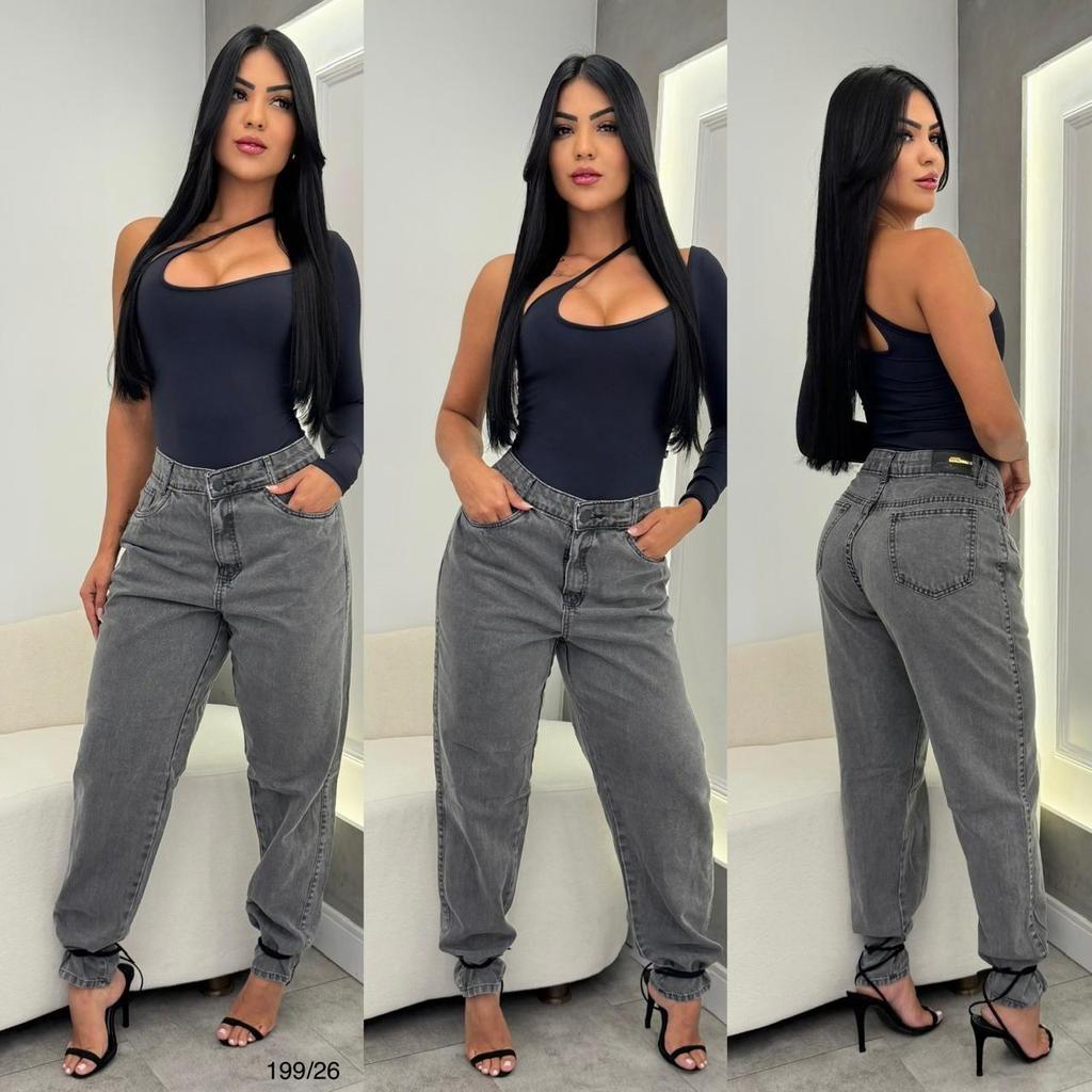 Calça Jeans Mom Cintura Alta Feminina Levanta Bumbum