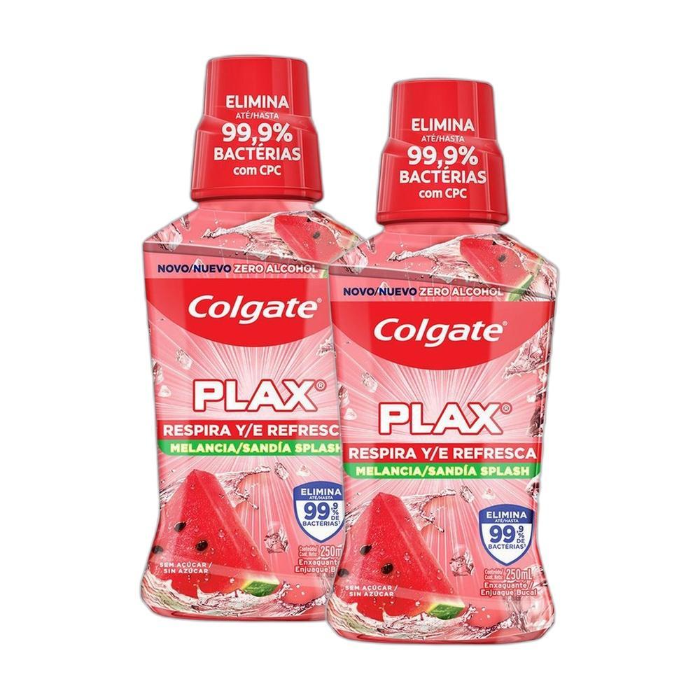 Kit 2 Enxaguantes Bucais Colgate Plax Zero Álcool Melancia 250ml cada