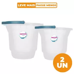 Kit 2 Baldes Plásticos Transparentes com Alça 8,5L e 15L Hydrus Sanremo