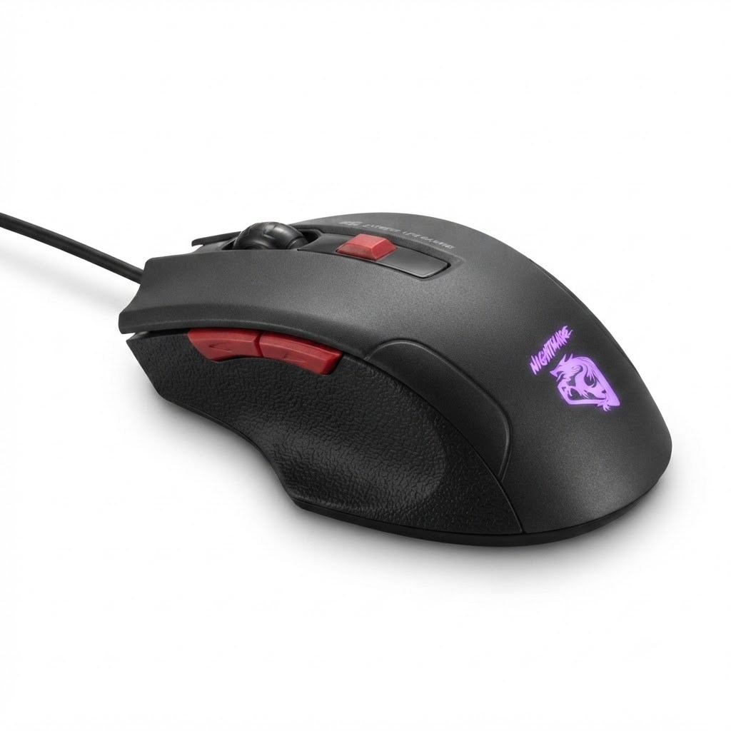 Mouse Gamer ELG Nightmare 4000 DPI 7 Botões RGB USB Ergonômico Sensor Óptico Polling Rate até 1000 Hz