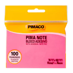 Bloco recado adesivo Pima Note Rosa Neon 76x102mm 100 fls Pimaco