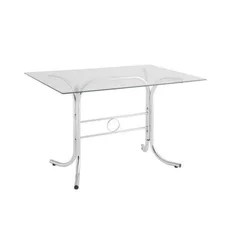 Mesa Retangular Tampo de Vidro 4166 Cinza/Cromado