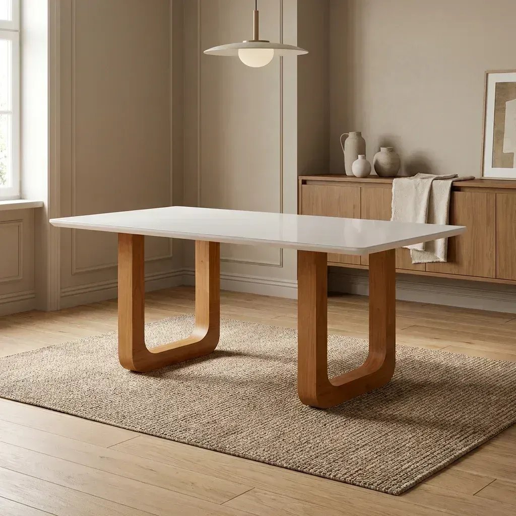 Mesa de Jantar 6 Lugares Jazz 180x90cm em MDF Cinamomo/Off White Yescasa Marrom
