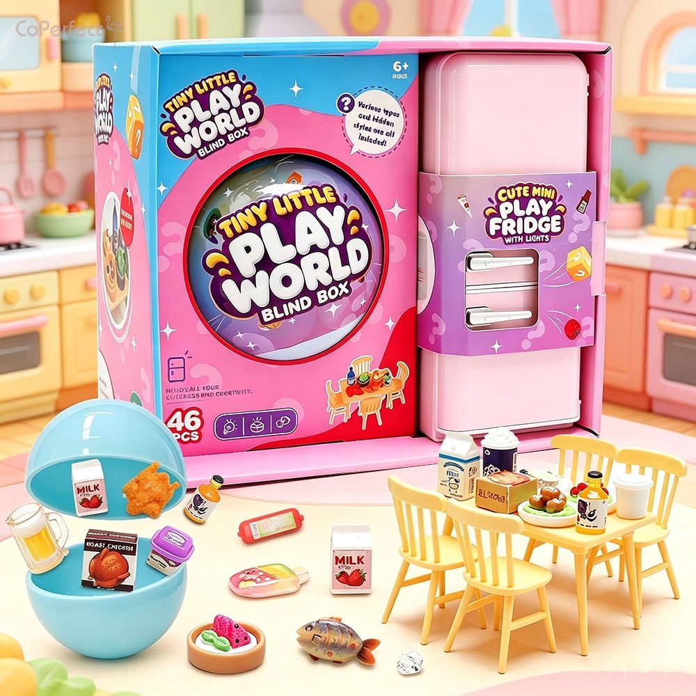 Brinquedo De Geladeira De Casa De Brincar Em Miniatura-Bola Surpresa De Saco Cego De Bebida De Comida Para Crianças