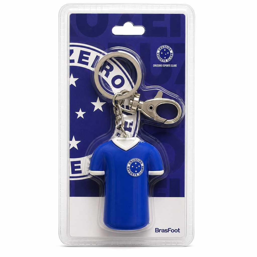 Chaveiro Borracha Decorado BrasFoot Presente Camisa Oficial Licenciado Futebol Times Cruzeiro Cabuloso