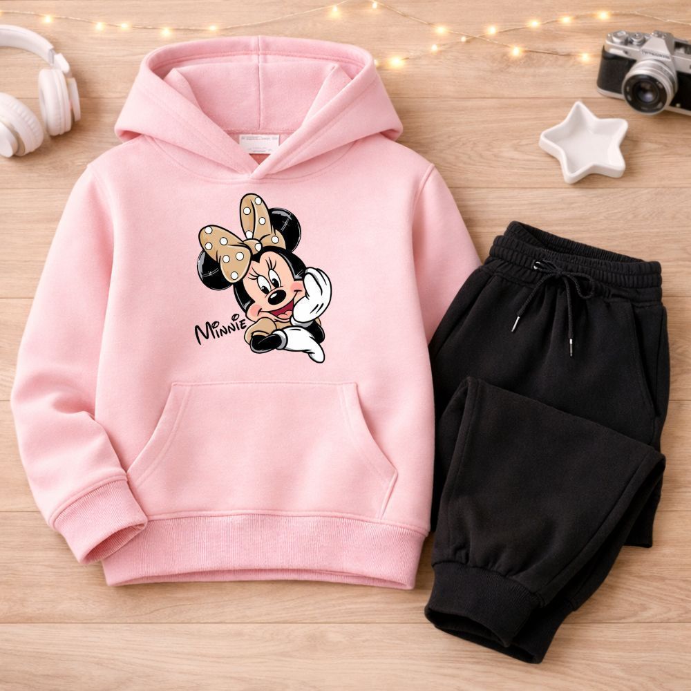 Conjunto Moletom Infantil Juvenil Blusa de Frio com Capuz e Bolso Canguru Calça Agasalho Meninas Inverno Feminino