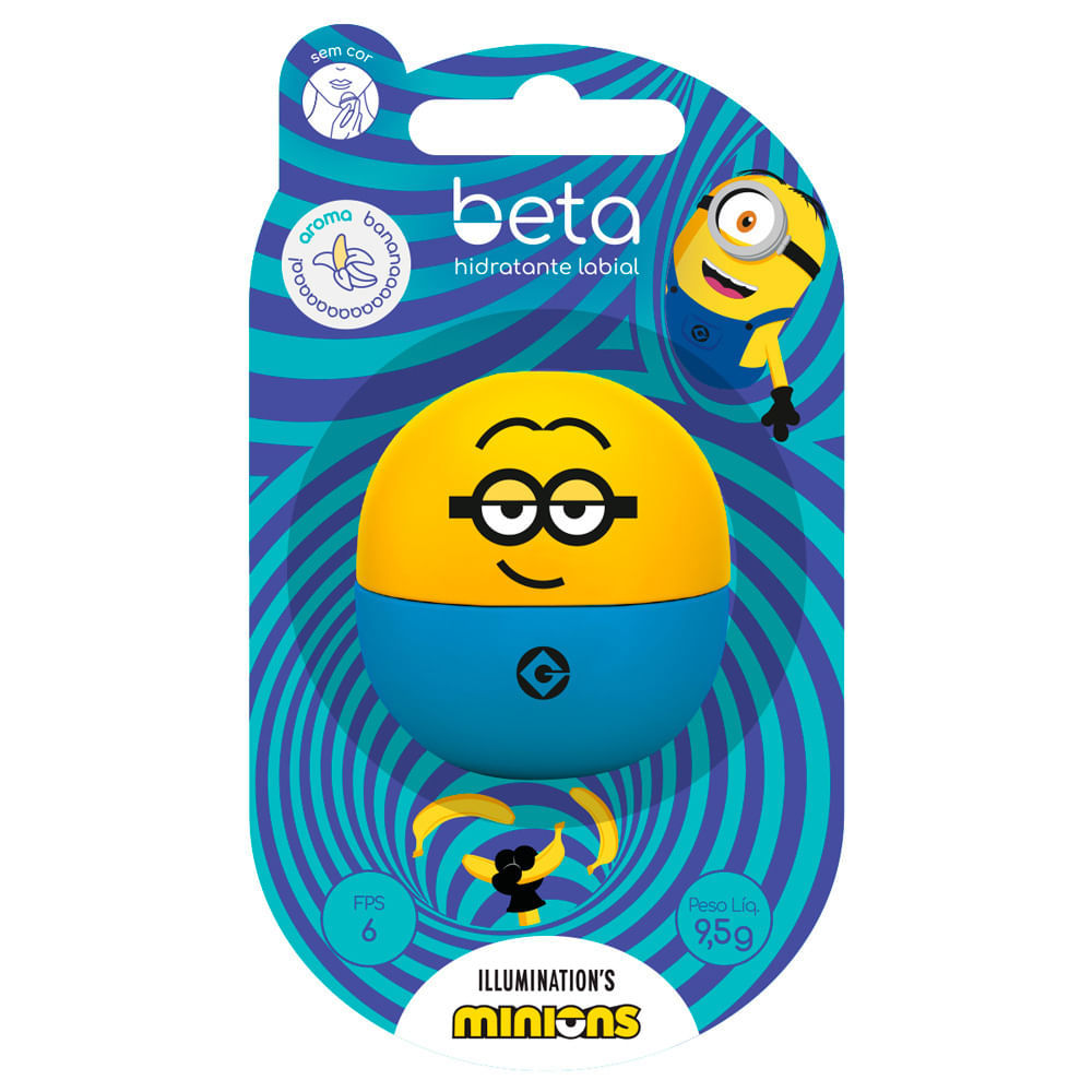 Hidratante Labial Beta Illumination's Minions Banana Sem Cor FPS 6 9,5g