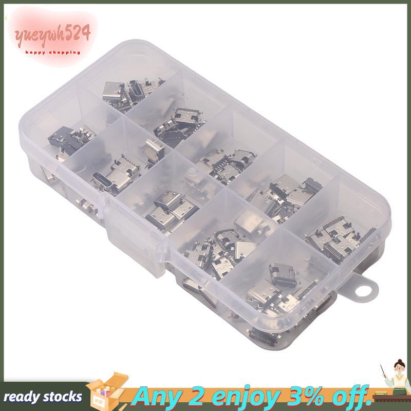 100 Pçs/Lote 10 Modelos Tipo-C Conectores De Doca De Carregamento USB Mix 6Pin E 16Pin Uso Para Telefone Kits De Reparo 