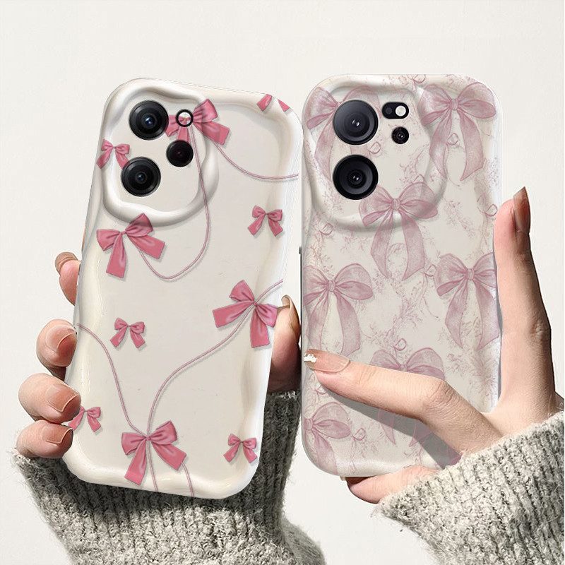 Rosa Bowknot Impressão Caso Capa Para Samsung Galaxy A15 A14 A55 A05 A05S A03S A02S A32 A12 A23 De Silicone Macio Onda L