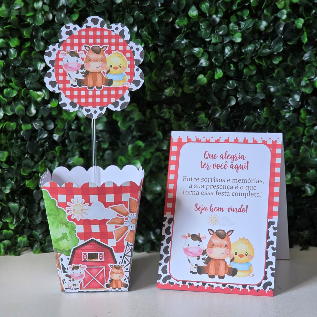 Centros de mesa + Plaquinhas FAZENDINHA VERMELHO festa infantis lembrancinhas de aniversario decoração personalizados