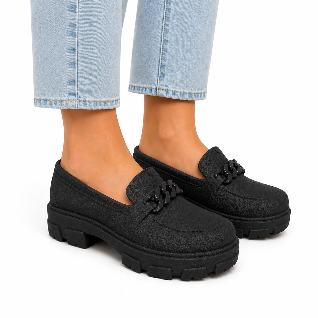 Mocassim Feminino Tratorado Confortável Plataforma Casual para Dia a Dia e Escritório