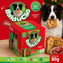 Panetone para Cães Balducão Sabor Carne 80g | Petisco Premium para Cachorros de Todas as Raças