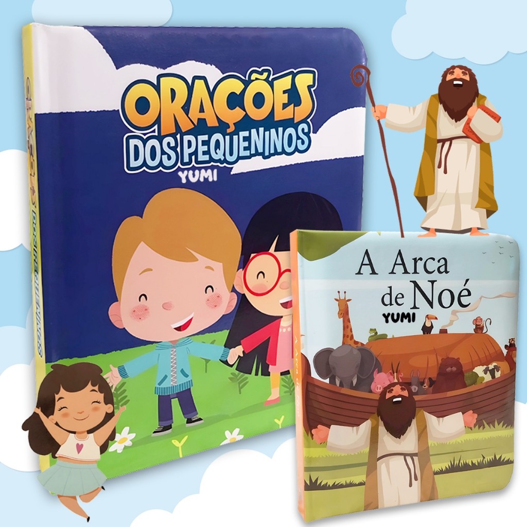 Kit Livro Infantil A Arca De Noé Historias Bíblicas + Orações Dos Pequeninos - B