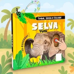 Livro Infantil Bebê Toque, Sinta E Escute Animais da Selva Livro Sensorial Texturas Sons Premium