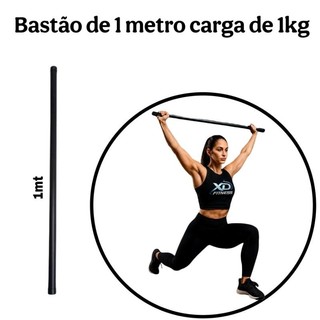 Bastão Para Alongamento Ioga Pilates Em Pvc  1 metro - Com Carga 1kg