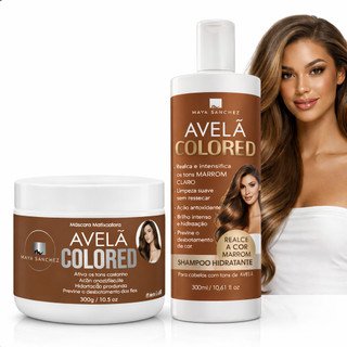Kit Shampoo e Máscara Tonalizante Avelã Acobreado Morena Iluminada - S/ Amônia 2x300ml
