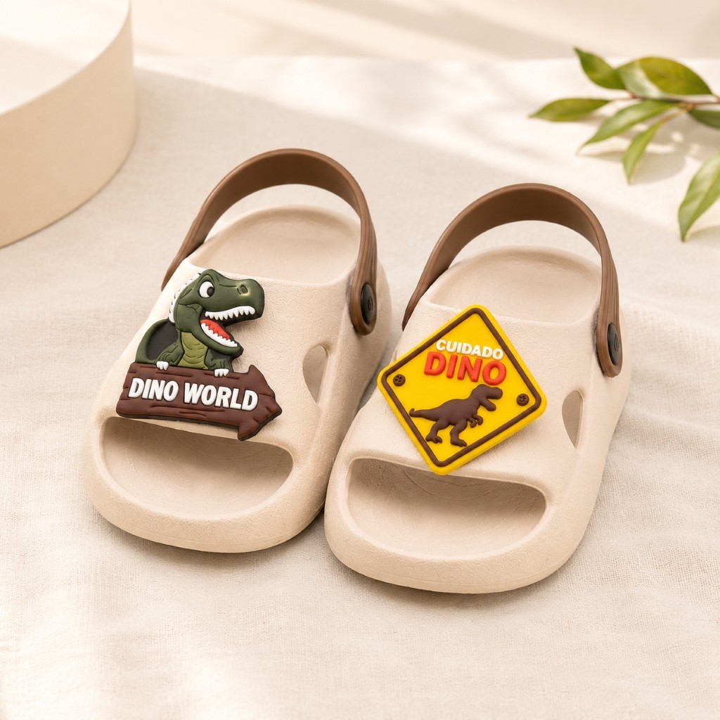 Chinelo Infantil Nuvem Slide Menino Mundo Dinossauro Dino Confortável Macio Leve