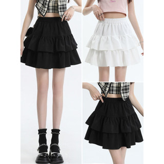 Saia preta feminina verão 2026 novo estilo bolo saia curta cintura alta A linha saia Pettiskirt guarda-chuva saia meia s