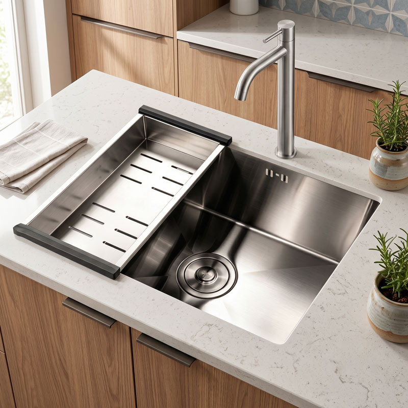 Kit Cuba de Inox Cozinha 50x40 CM + Torneira Cozinha Bancada Aço Inox 304 água fria