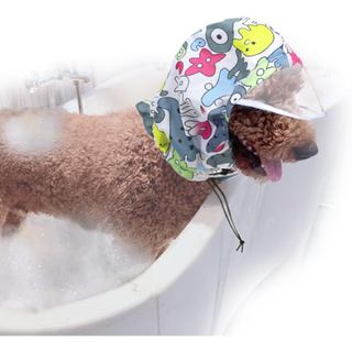Touca de banho para cães com viseira, chapéu impermeável ajustável, protetores de orelha, proteção para os olhos e cabeç